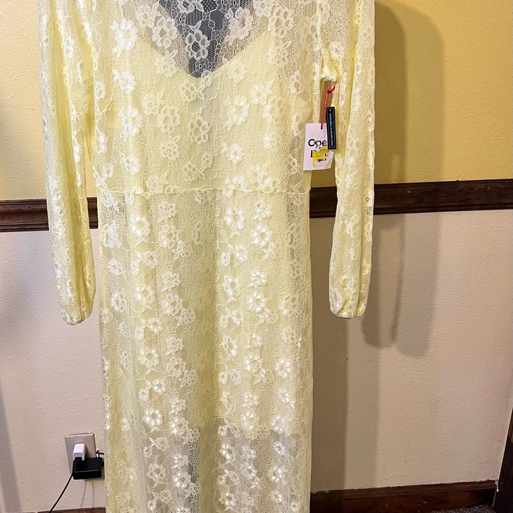 Open Edit Yellow Lace Dress
